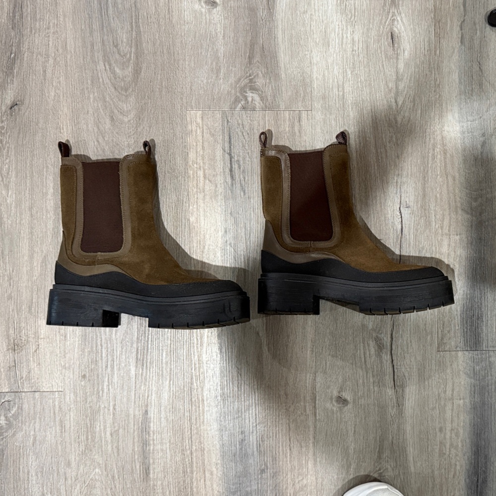 Sam Edelman Two-Tone Brown and Black Ankle Boots